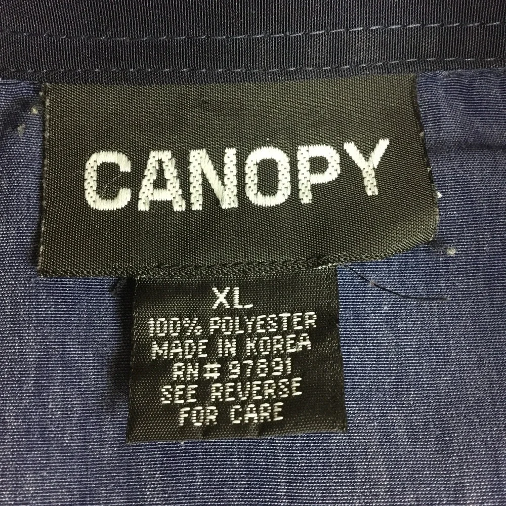 Canopy Mens XL Navy Blue Dragon Tiger Graphic Button Up Short Sleeve Camp Shirt‎